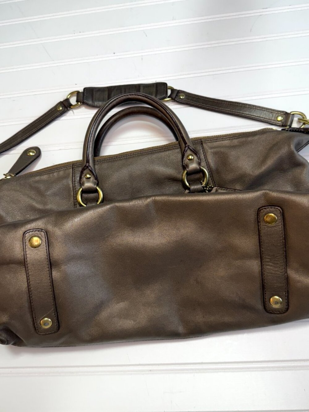 Coach Ashley Bronze Leather Y2K Slouchy 2 Way Satchel Shoulder Bag - Picture 12 of 14